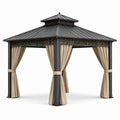 Gartenpavillon Aluminium mit Stahl und Polyester Schwarz/Beige