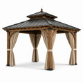 Holzpavillon mit Metalldach 3x3m Beige