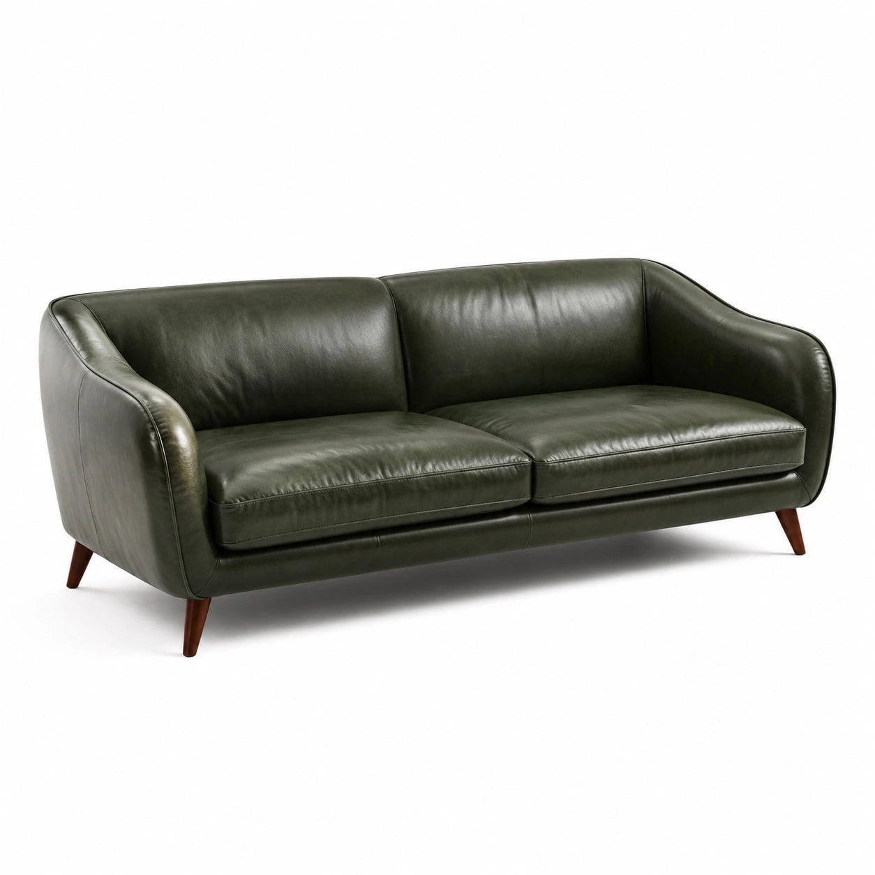 3-Sitzer Ledersofa Dunkelgrün 200cm