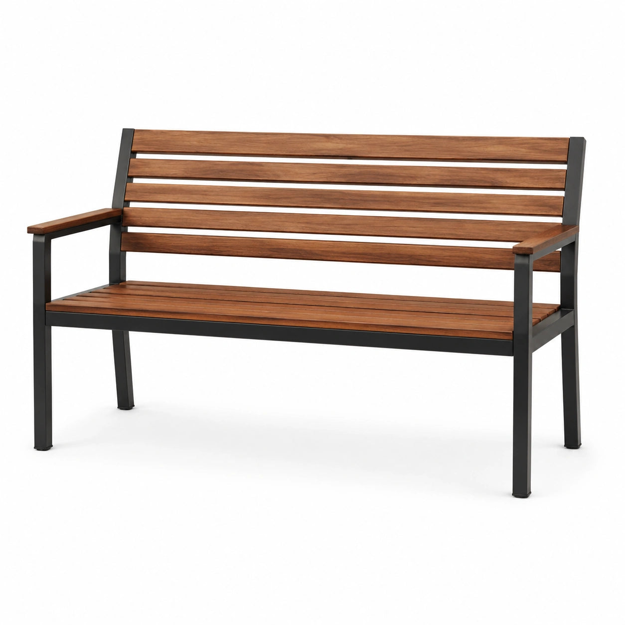 Gartenbank Akazienholz Metallrahmen 120x60x85cm Braun/Schwarz