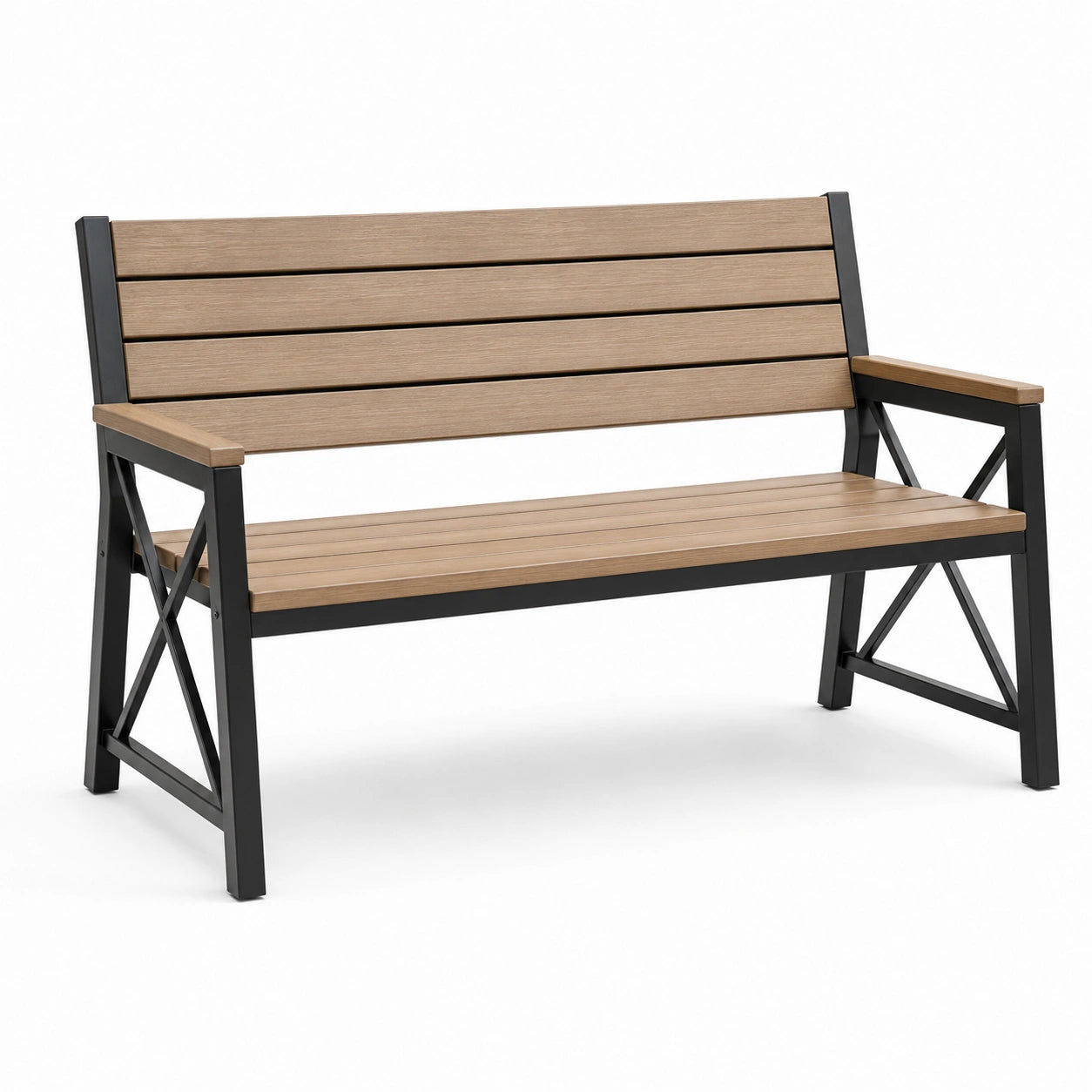 Holzbank mit Metallrahmen Braun/Schwarz 120 cm