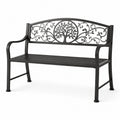 Metall Gartenbank mit Baumdesign und Ornament schwarz