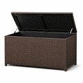 Garten-Aufbewahrungsbox Polyrattan Stahlrahmen Braun 150x50x60 cm