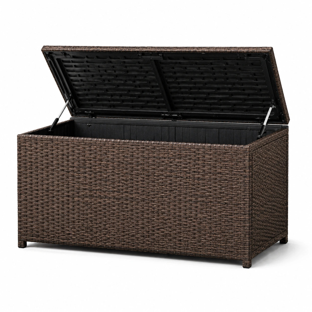 Garten-Aufbewahrungsbox Polyrattan Stahlrahmen Braun 150x50x60 cm