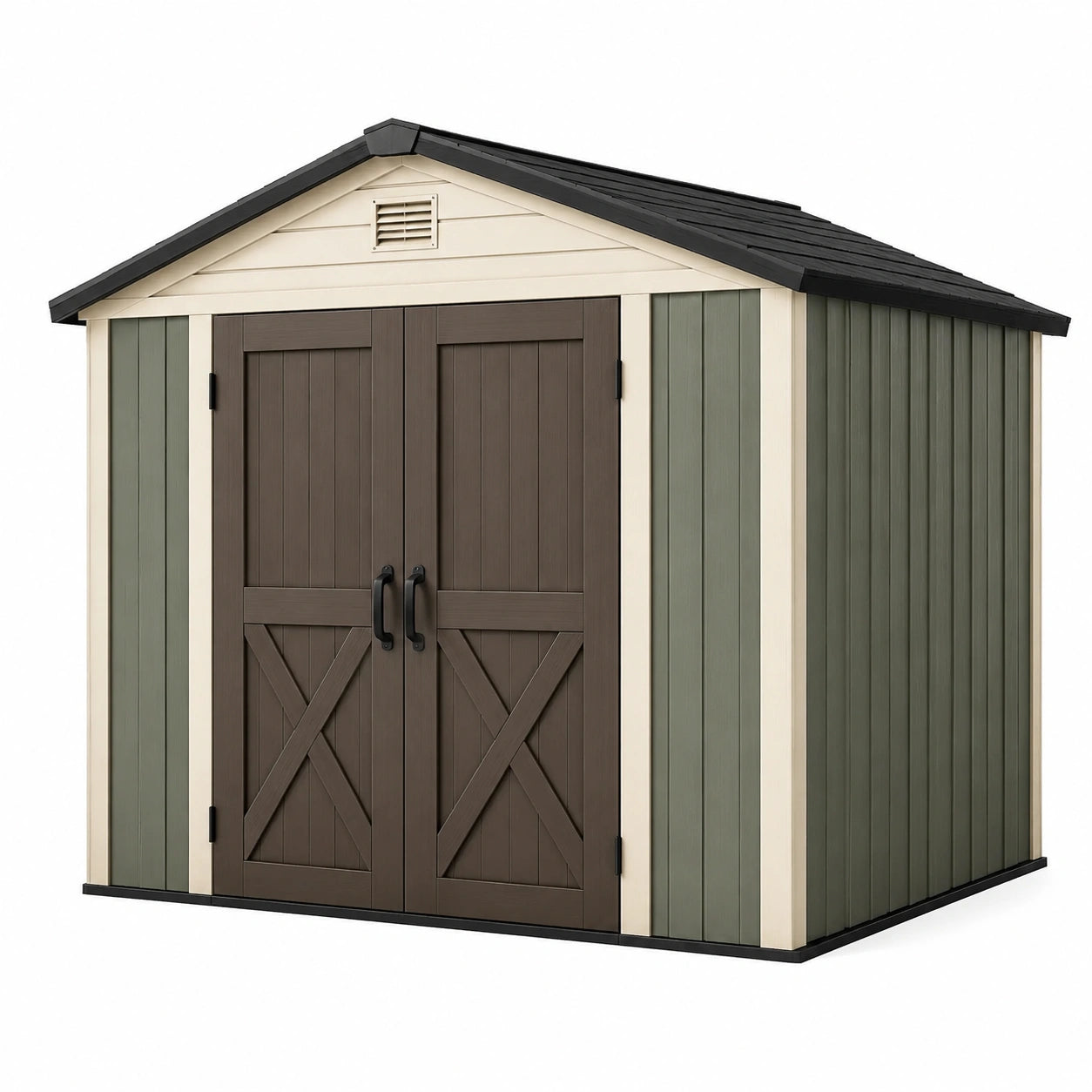 Gartenhaus aus Polypropylen 257x312x226cm Braun/Grün/Creme