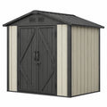 Metall Gartenhaus mit Doppeltür Dunkelgrau Beige 213cm x 191cm x 127cm