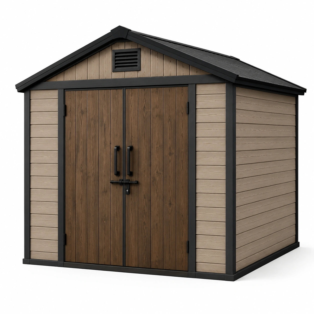 Gartenhaus aus Metall und Verbundholz Braun/Beige