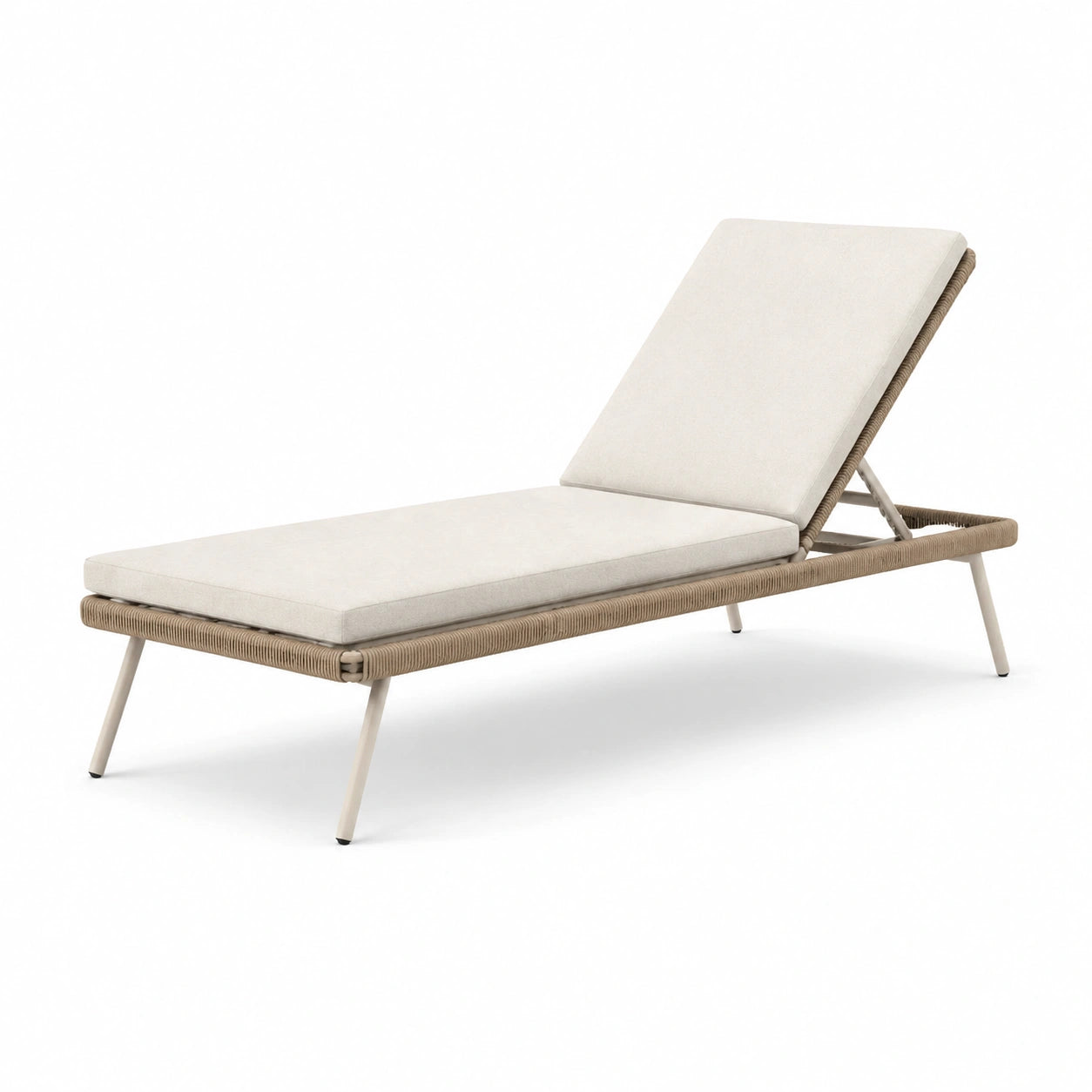 Aluminium Sonnenliege mit Polyrattan und Polyesterpolster Beige