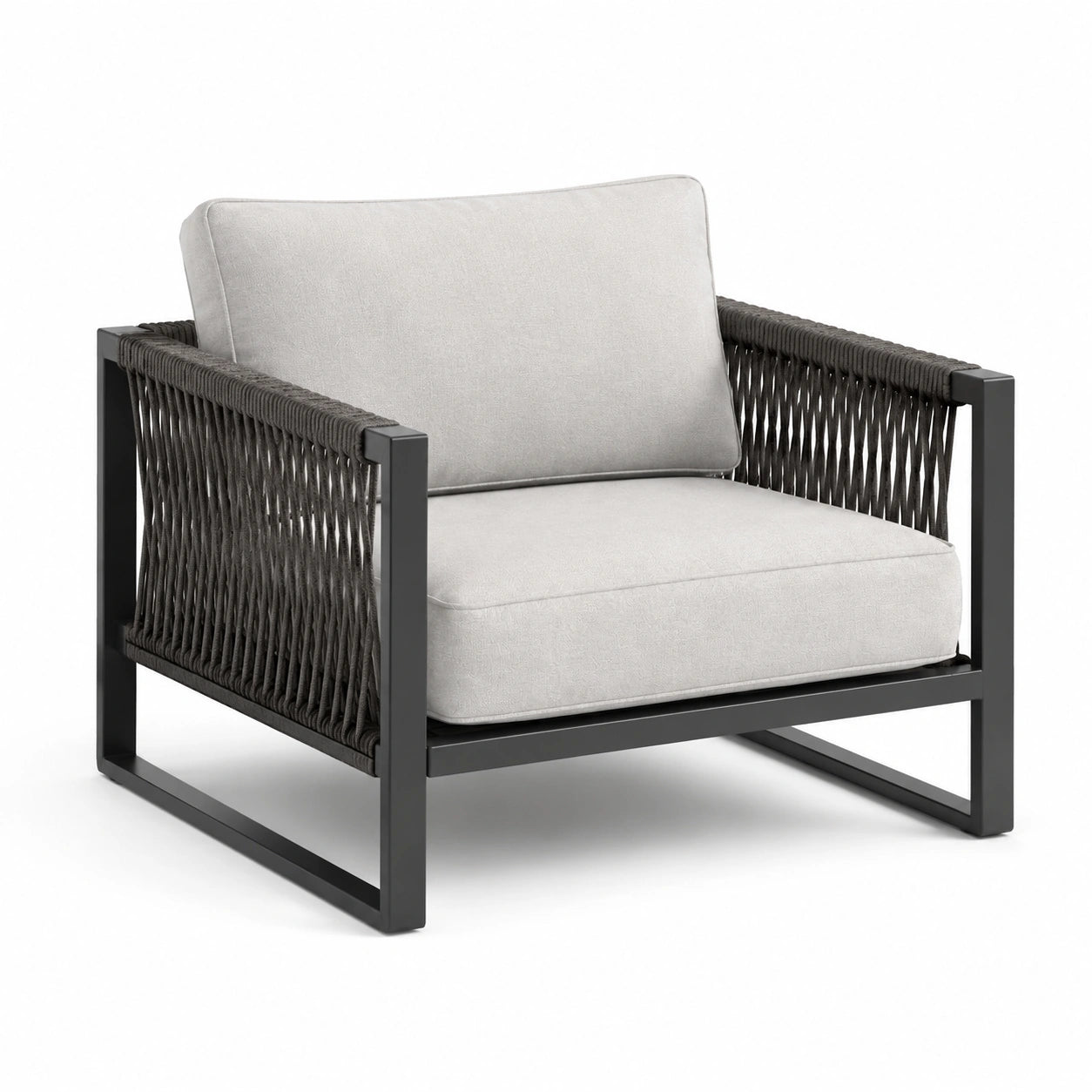 Garten-Loungesessel Aluminium Polyestergewebe Grau/Schwarz