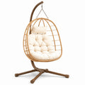 Hängesessel mit Stahlgestell und Polyrattan, beige, 195x100x100 cm