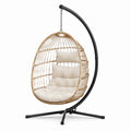 Hängesessel aus PE-Rattan mit Stahlrahmen, Beige