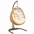 Rattan Hängesessel mit Kissen Beige und Braun